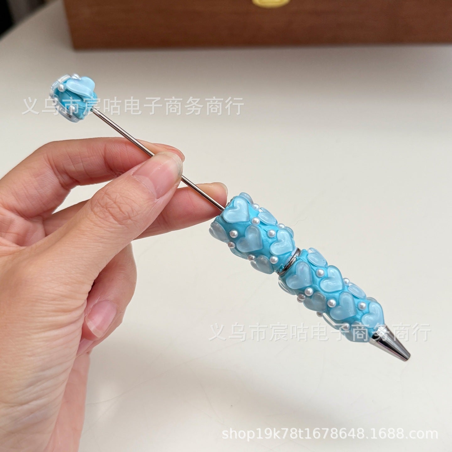 Wholesale 2pcs Heart-shaped Beaded Pen DIY Clay Beadable Pen