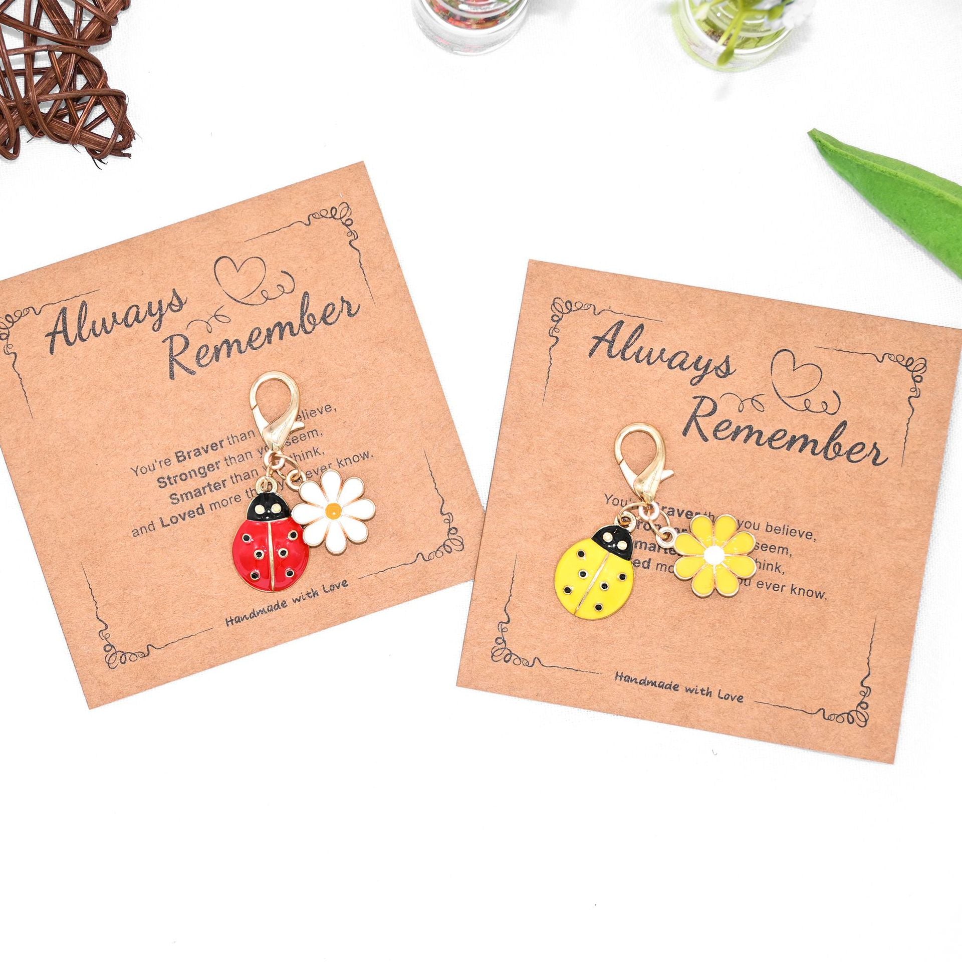 Wholesale Blessing Card Ladybug  Keychain Pendant