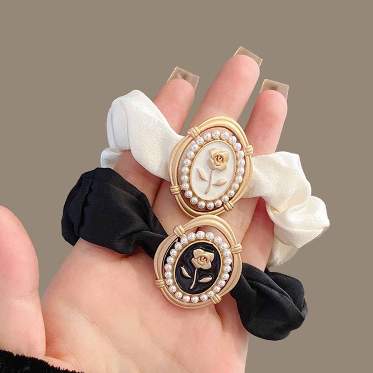 Wholesale Rose Flower Vintage Satin Large Intestine Hair Tie