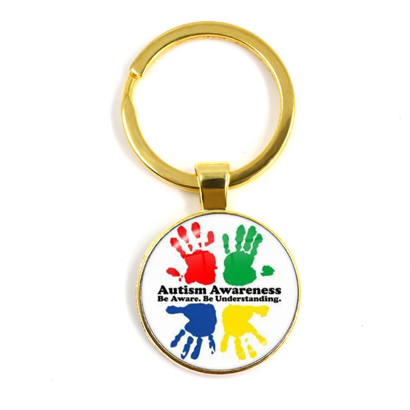 Wholesale Alloy Autism Ribbon Love Keychain