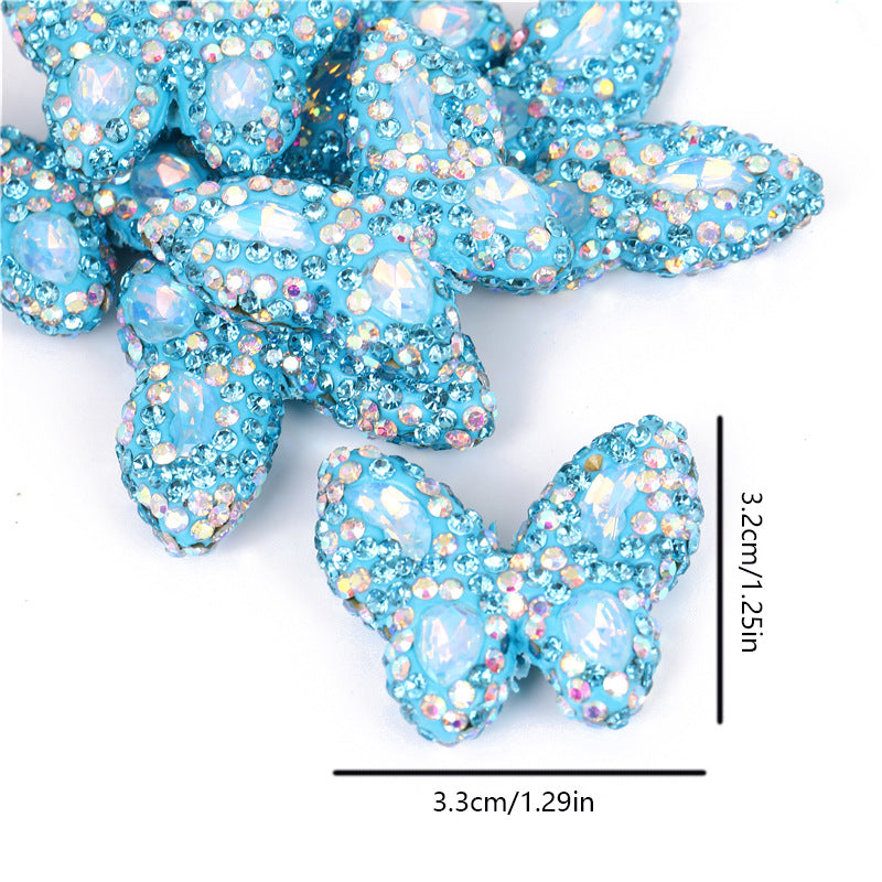 Wholesale diy rhinestone zircon clay butterfly vertical beads
