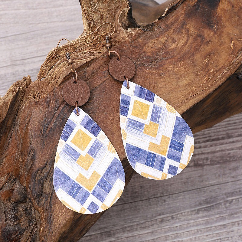 Wholesale Cactus-patterned leather earrings