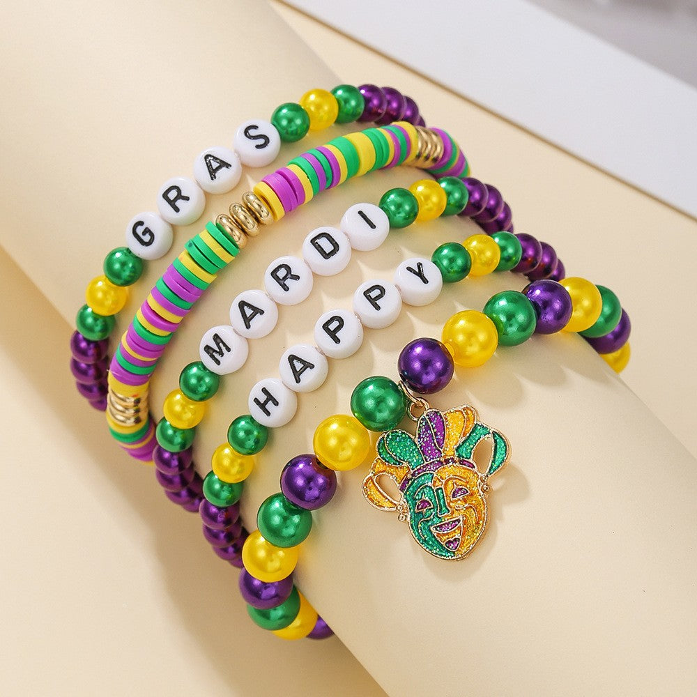 Wholesale Colorful Carnival Polymer Clay Purple Bracelet