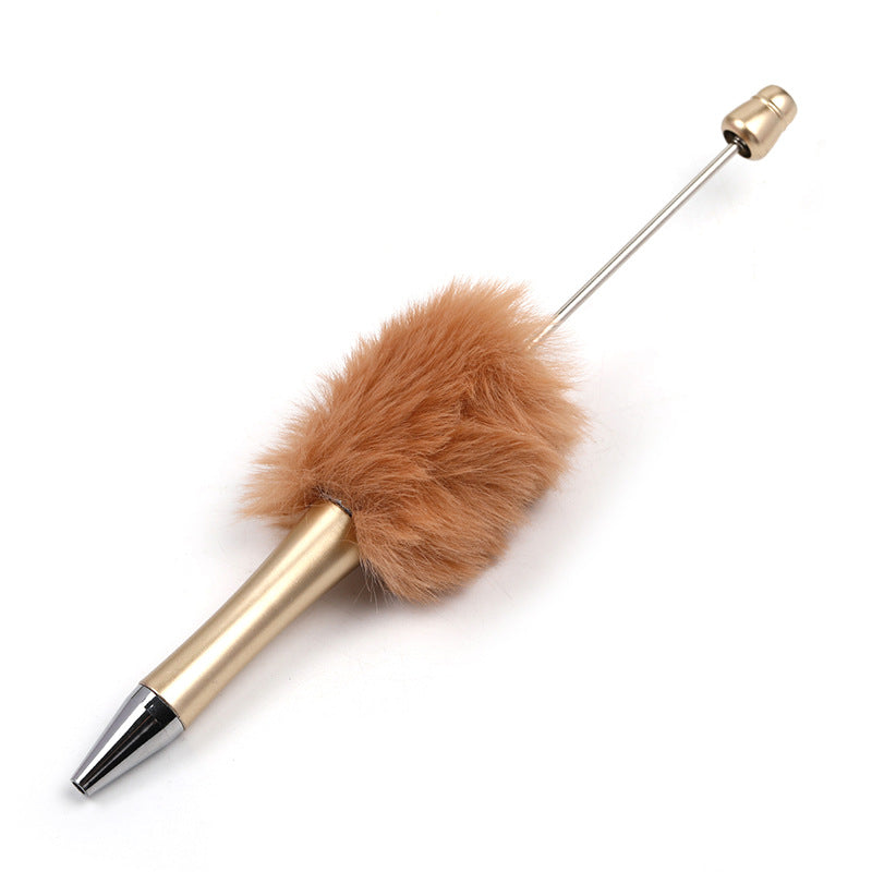 Wholesale 5pcs Creative DIY Plush Multi colored Ball Beads Plastic Rotating Ballpoint Pen