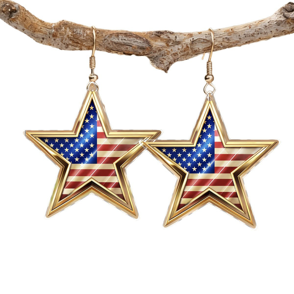Wholesale Red White and Blue Flag Star Pendant  Earrings