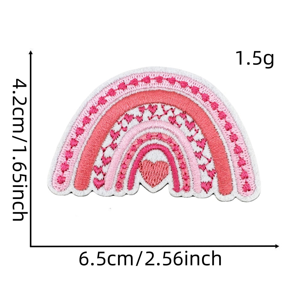 Wholesale Embroidered Iron On Patch Pink Valentine Hearts Cute Bear Design Wedding Scrapbook Decor Fashion DIY Accessory