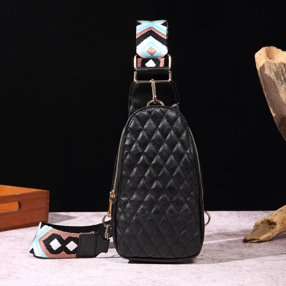 Wholesale Bohemian Retro Chest Bag Pure Embroidery PU Crossbody Bag