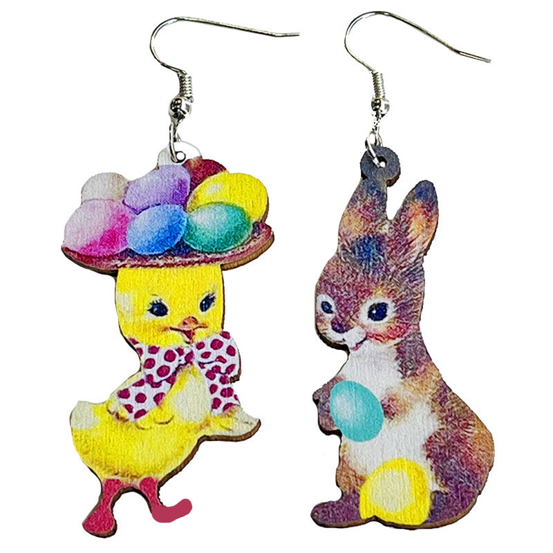 Wholesale 2pcs Cute Mushroom Cross Rabbit Easter Egg Earrings