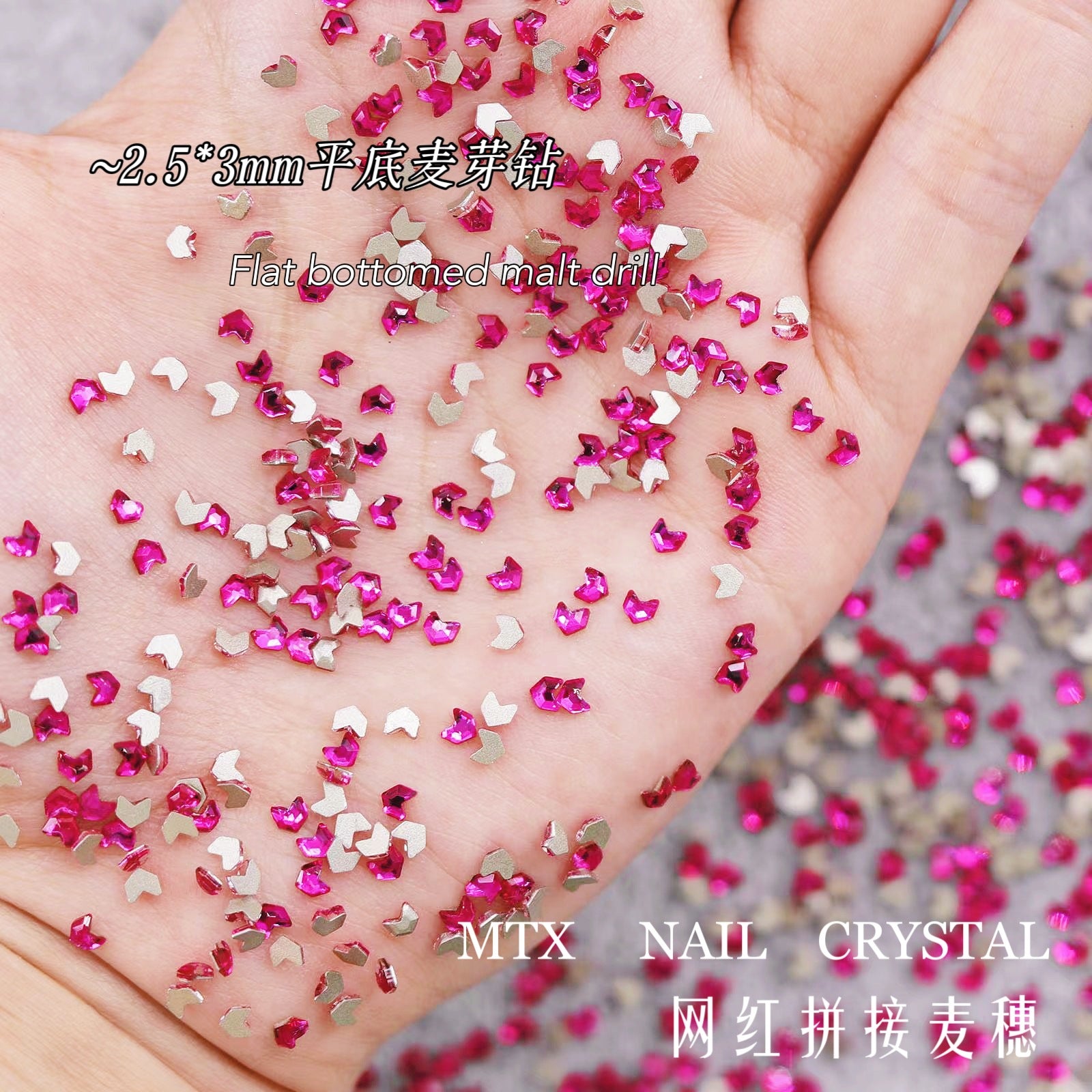 Wholesale 100pcs K9 Nail Art Wheat Germ Diamond Flat-bottomed Diamond Small Transparent White Wheat Ear Crystal Shaped Diamond Nail Art Accessories