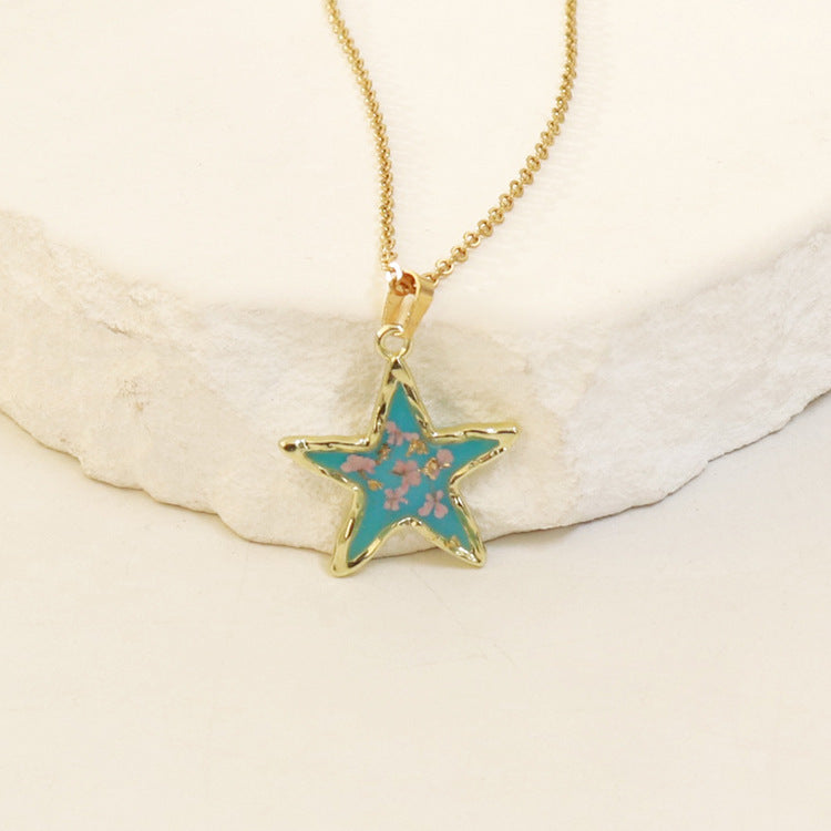 Wholesale 6pcs Real Flower Dried Flower Pendant Immortal Flower Colorful Epoxy Real Flower Necklace