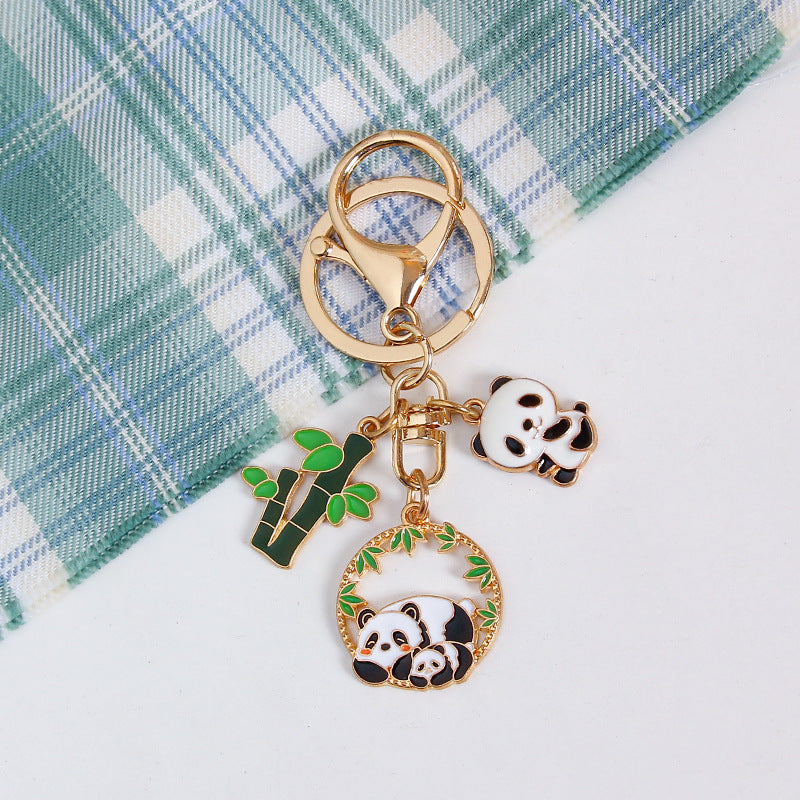 Wholesale of Chinese Style Panda Bamboo Metal Keychains