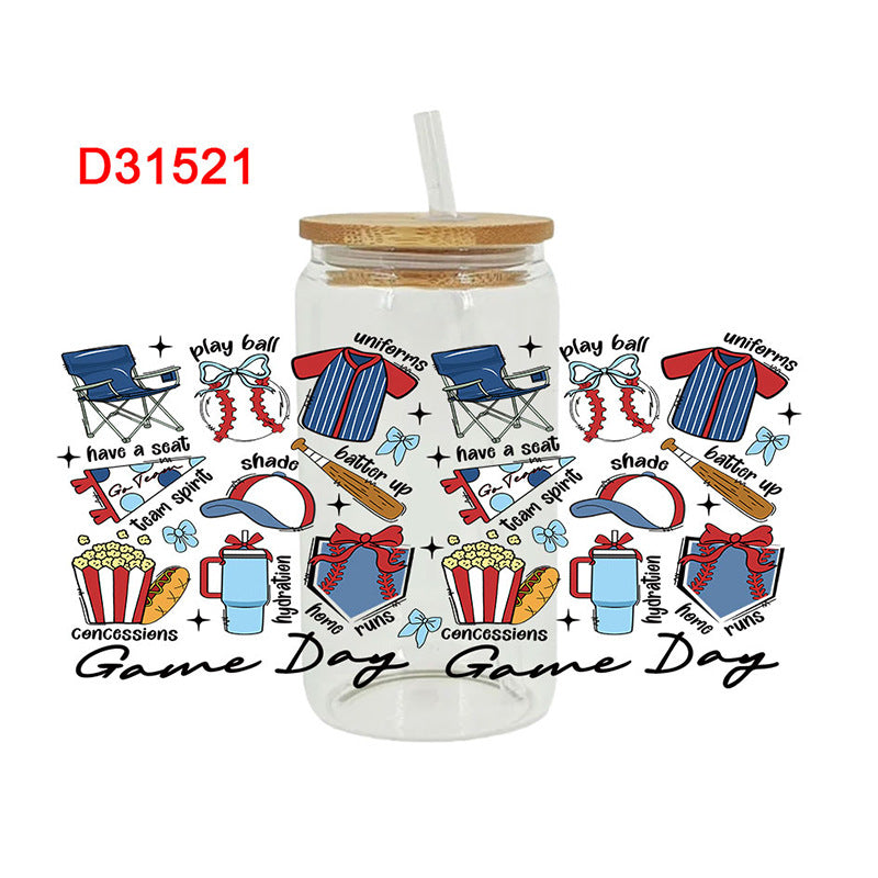 Wholesale  Ball sports bow 16oz Cup UV DTF Wraps