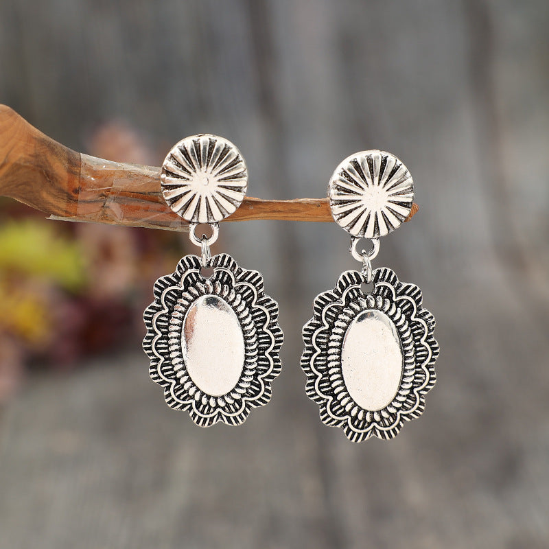 Wholesale Bohemian Retro Geometric Splicing Pumpkin Flower Alloy Simple Earrings