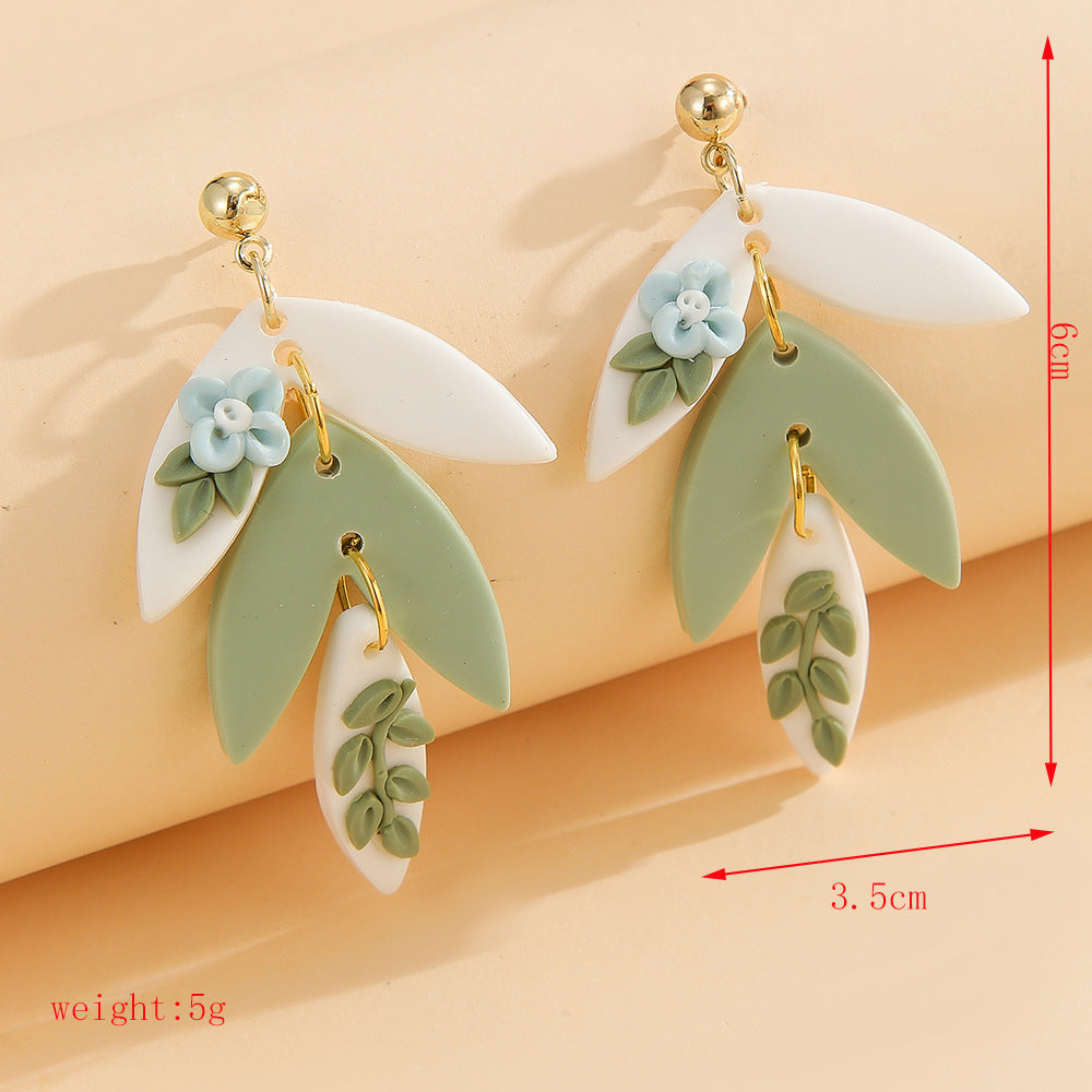 Wholesale Handmade Girl Forest Flower Soft Ceramic Earrings