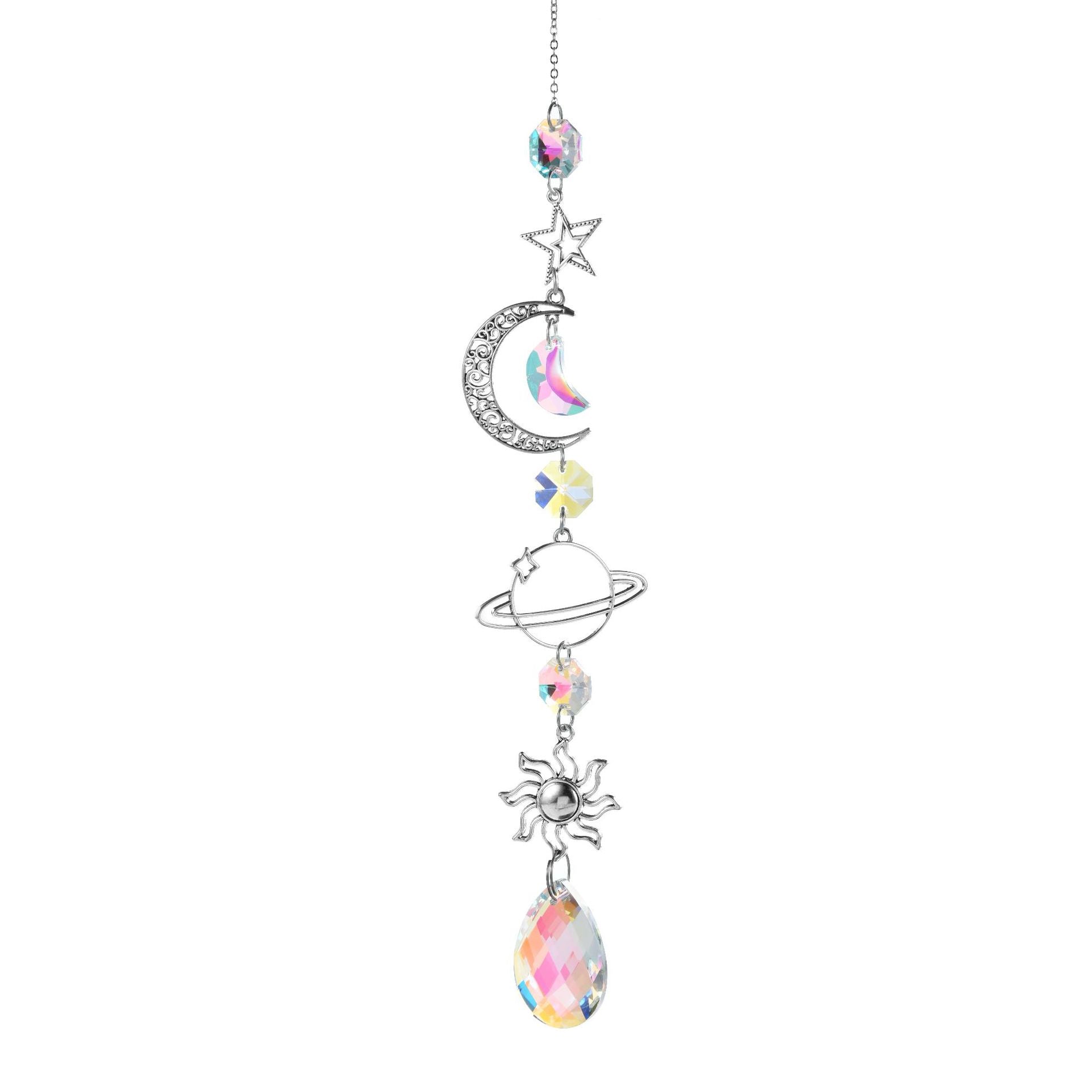 Wholesale silver series crystal wind chimes stars moon sun catcher