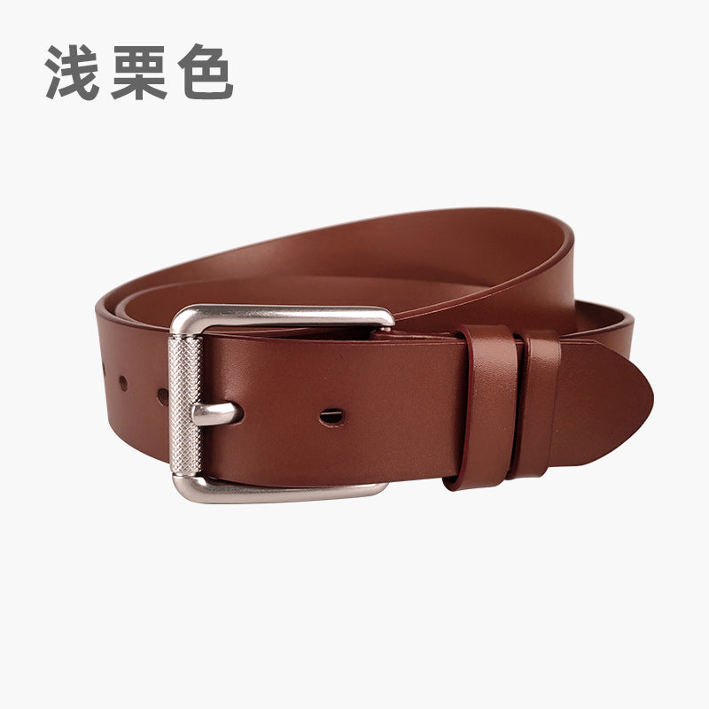 Wholesale real belt pin buckle retro cowhide belt casual pants with
