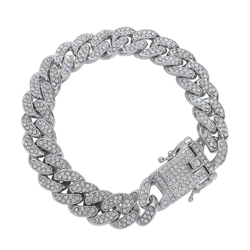 Wholesale Punk Fashion Men's Hip-Hop Style Full Diamond Men's Alloy Cuban Necklace