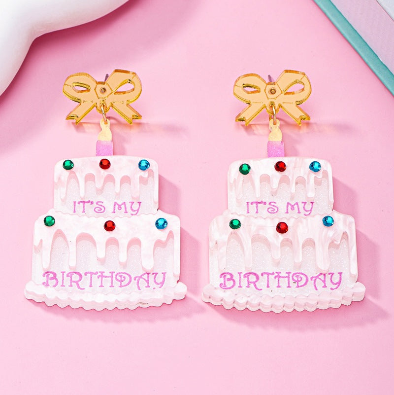 Wholesale Birthday Cake Acrylic Earrings