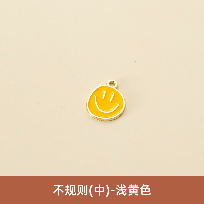 Wholesale Oil Drop Pendant Asymmetrical Funny Smiley Face Pendant Earrings Necklace Personality Pendant DIY Jewelry Accessories