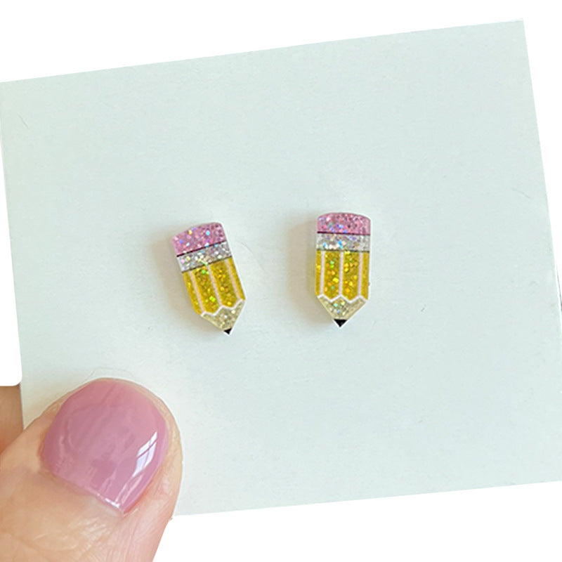 Wholesale Teacher Zhou Small Apple Pencil Earrings