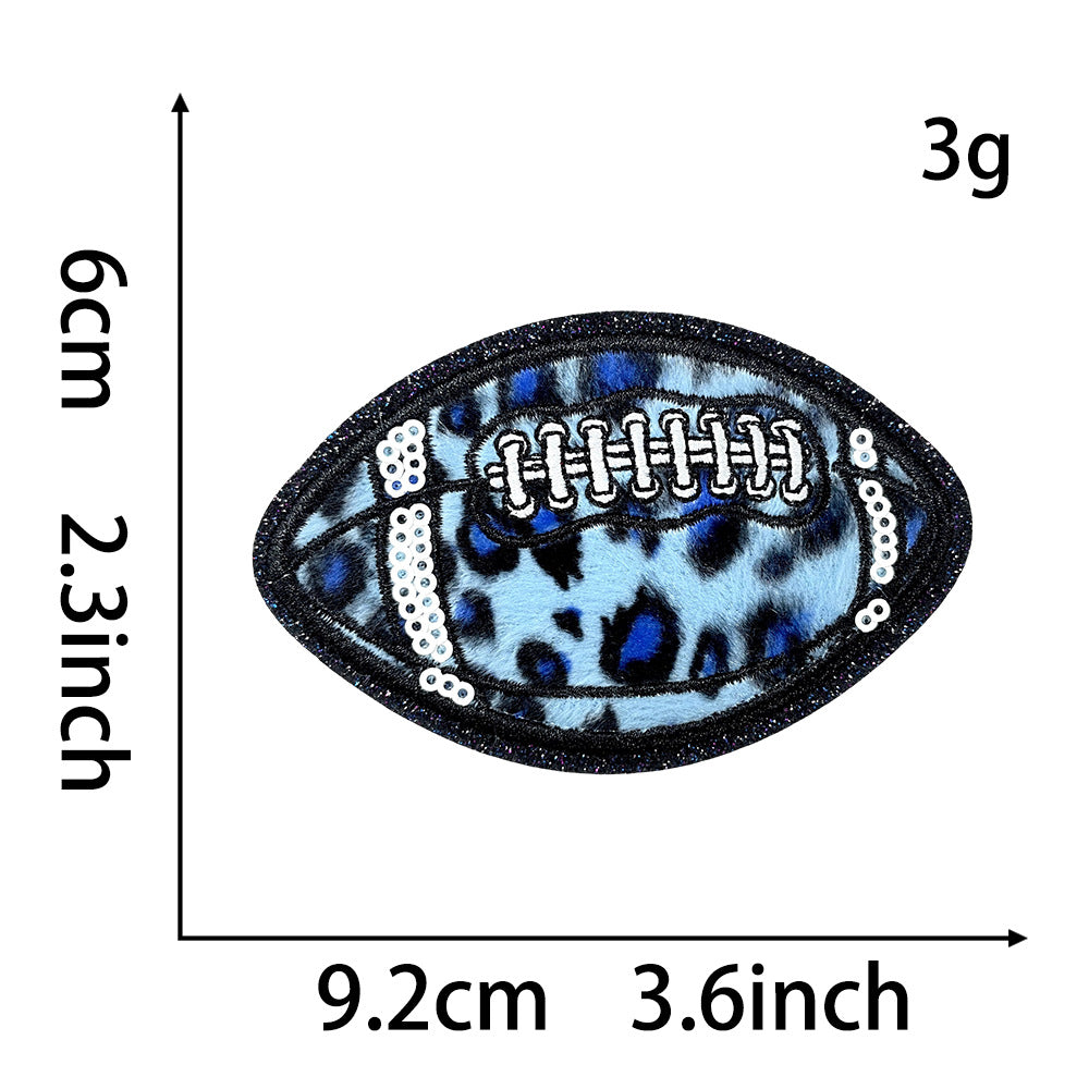 Wholesale Leopard Print Sequined Rugby Iron On Embroidery Patch For DIY Hat Coat Decoration Fashion Accessory