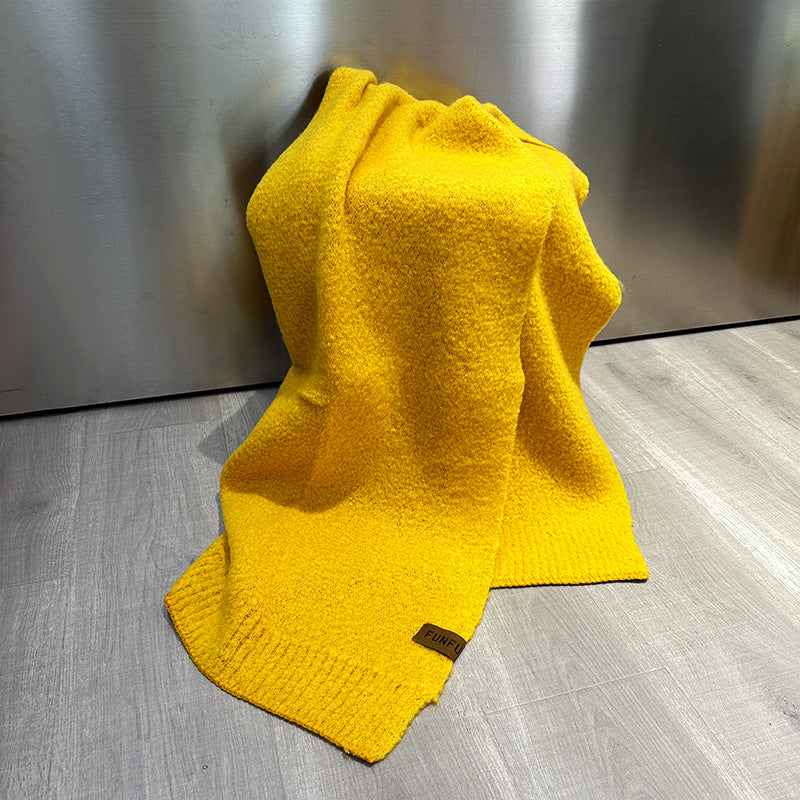 Wholesale Autumn and Winter Warm Solid Color High-end Knitted Scarf