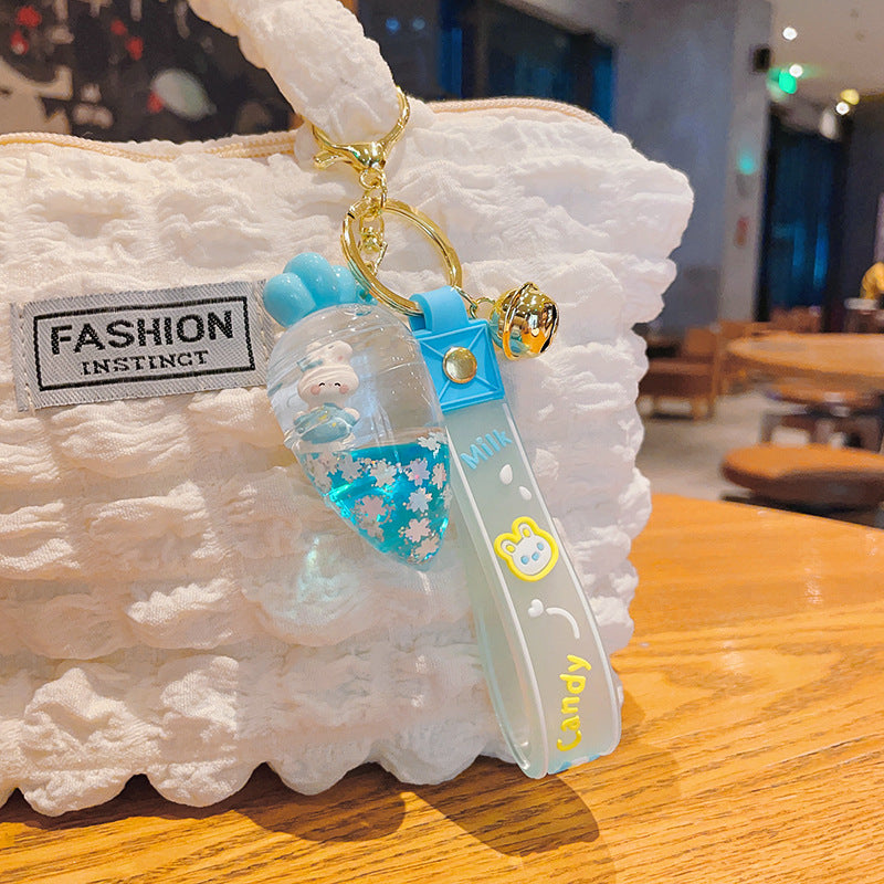 Wholesale Acrylic Quicksand Bottle Carrot Rabbit Keychain