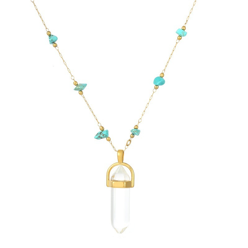 Wholesale of Natural Stone Chains, Fashionable and Versatile Titanium Steel Necklaces