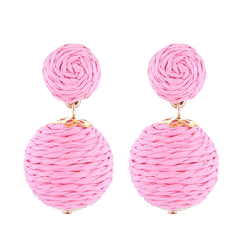 Wholesale Bohemian Handmade Wrap Ball Stud Earrings