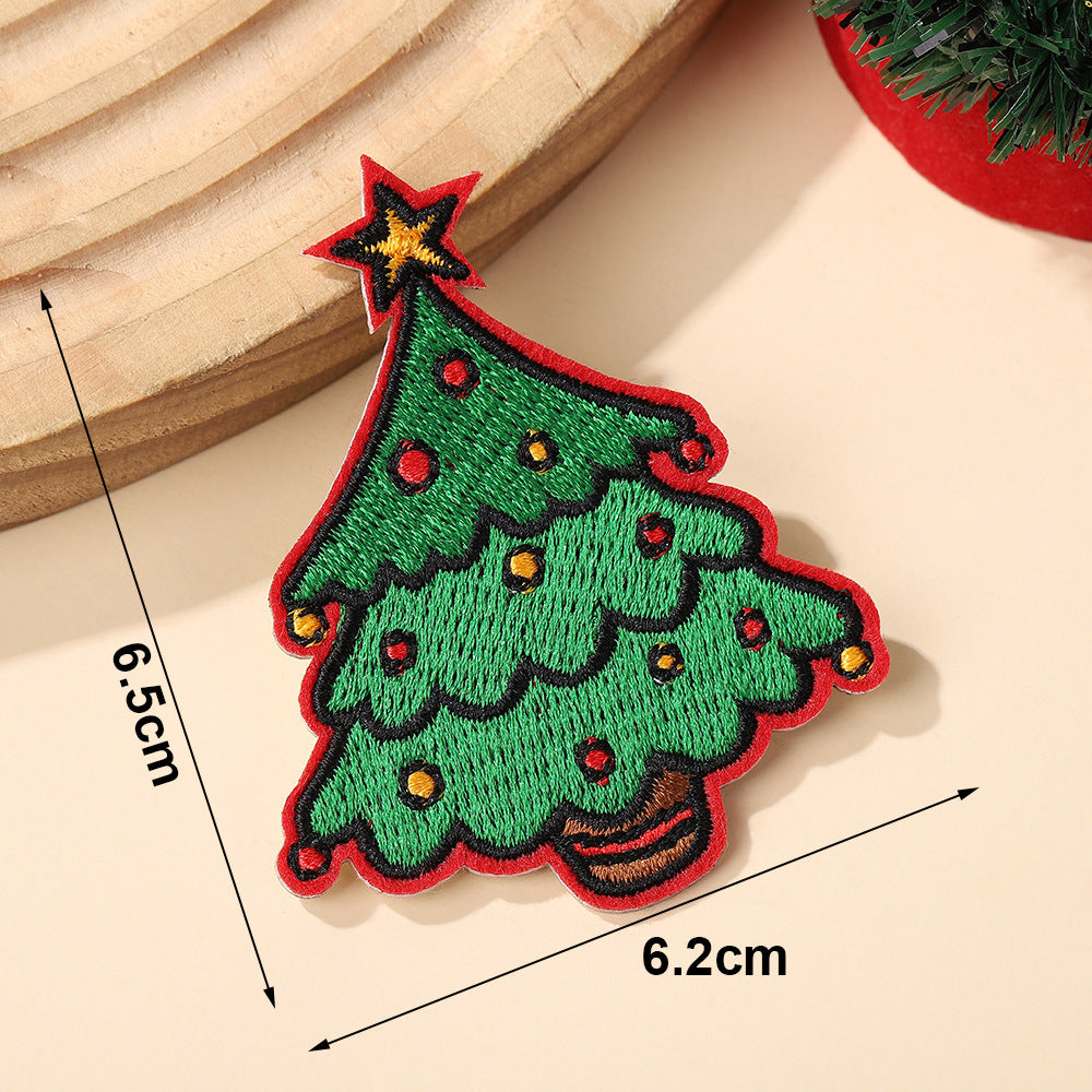 Wholesale Christmas Bow Embroidered Self Adhesive Sticker Patch For Bags Clothing DIY Fashion Accessory Craft Supply