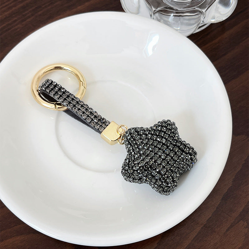 Wholesale Zinc Alloy Inlaid Diamond Five-pointed Star Key Chain