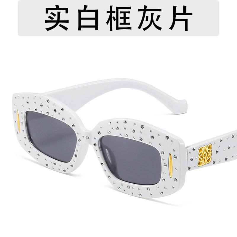 Wholesale Personality Trend Diamond Studded Women's Square Sparkling Starry Sky Fashion Outfit Sunglasses