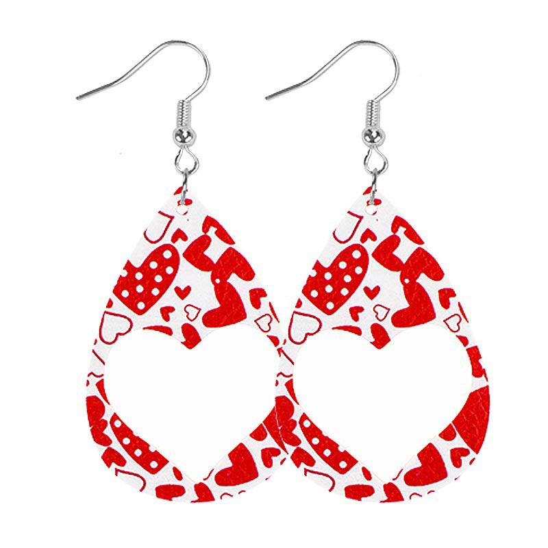 Wholesale Valentine' s Day drop-shaped heart-shaped red lip earrings