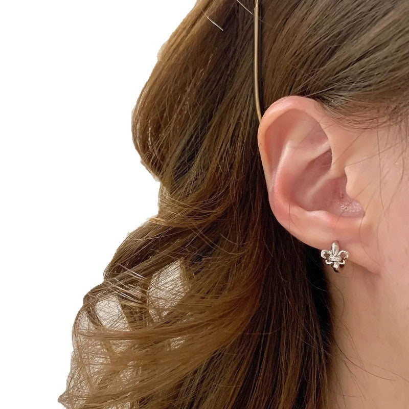 Wholesale Vintage classical iris flower micro-inlaid hoop earrings