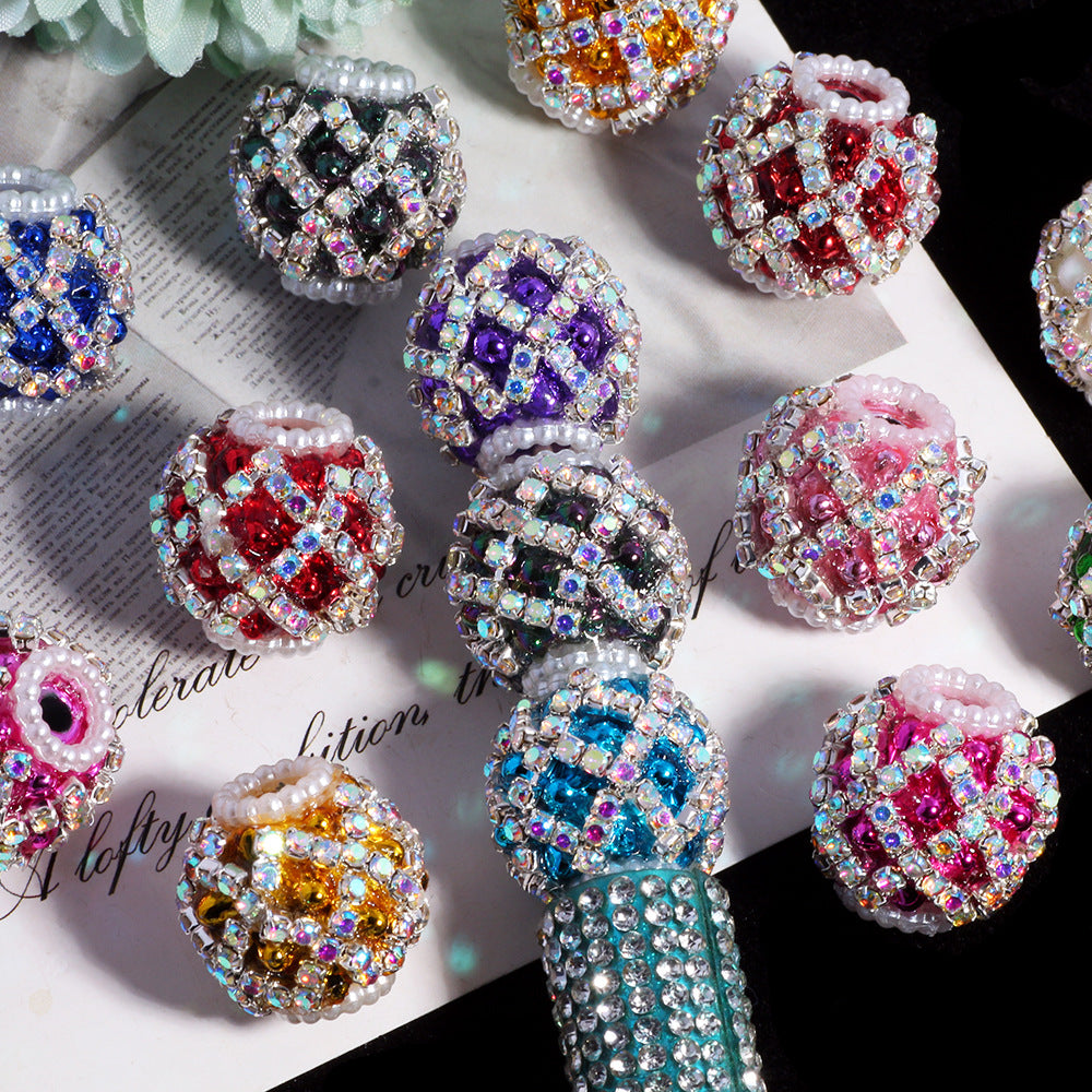 Wholesale 5pcs Diamond-shaped Flower Pattern Hollowed-out Snowflake  Crystal Beads