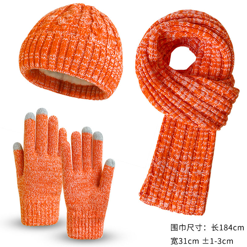 Wholesale Hat Scarf Gloves Three-piece Set Autumn and Winter Adult Warm Cold-proof Knitted Thick Scarf Set
