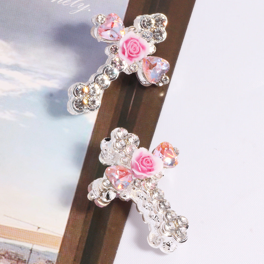 Wholesale 6 pcs/pack double-sided alloy flower-shaped cross DIY jewelry accessories