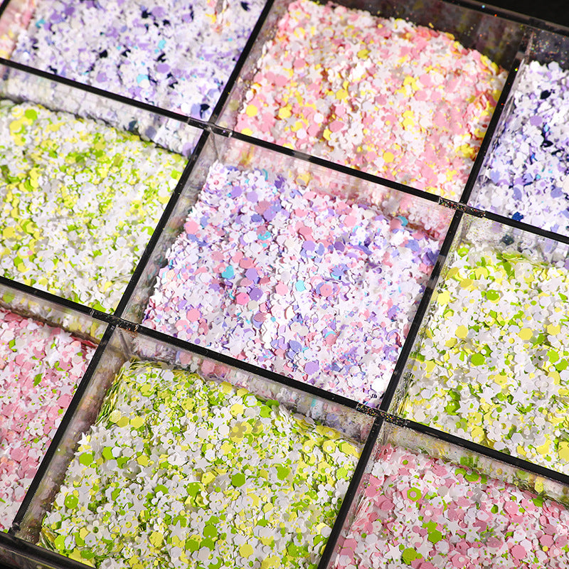 Wholesale DIY Handmade Material Drop Glue Macaron Mixed Glitter Flow Hemp Cherry Blossoms Sparkling Pink Glitter