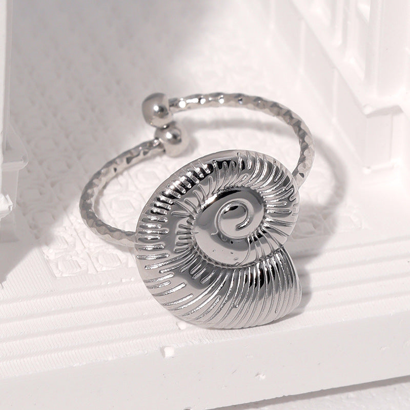 Wholesale Ocean-Style Seashell Titanium Steel Ring