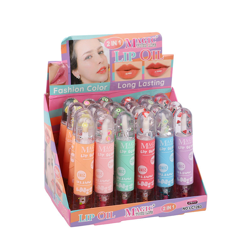 Wholesale 24pcs Double-ended 2-in-1 Love Moisturizing Lip Gloss