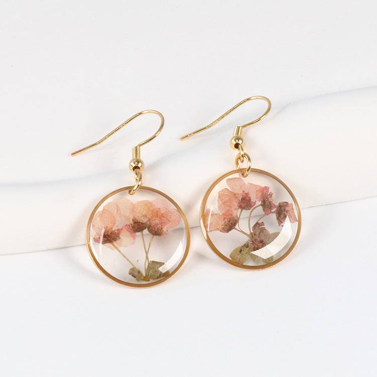 Wholesale 6pcs Mother of Pearl Sequins Real Flower Resin Earrings