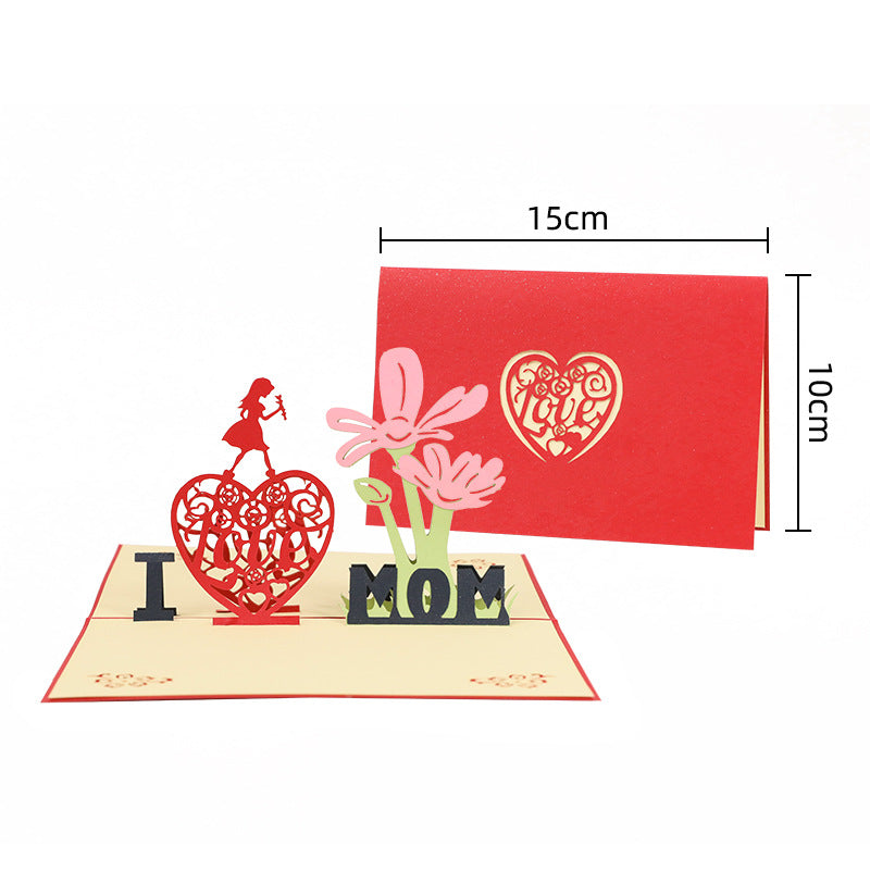 Wholesale Mother's Day Greeting Cards 3D Three-dimensional Paper Carved Small Cards