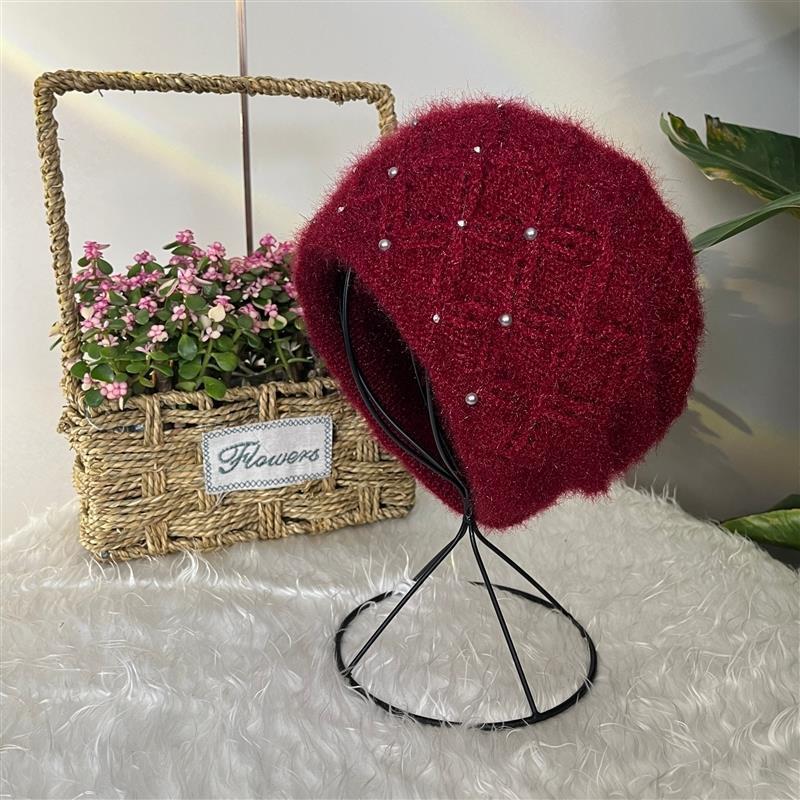 Wholesale Autumn and Winter Thick Mesh Plush Knitted Pile Hat