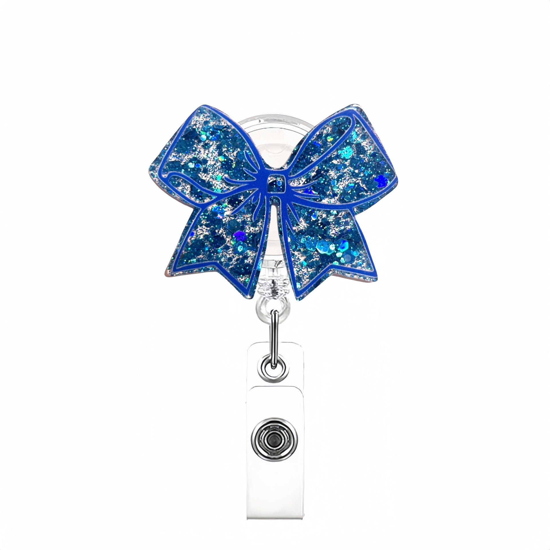 Wholesale Shiny acrylic bow rotating easy-pull buckle retractable buckle keychain