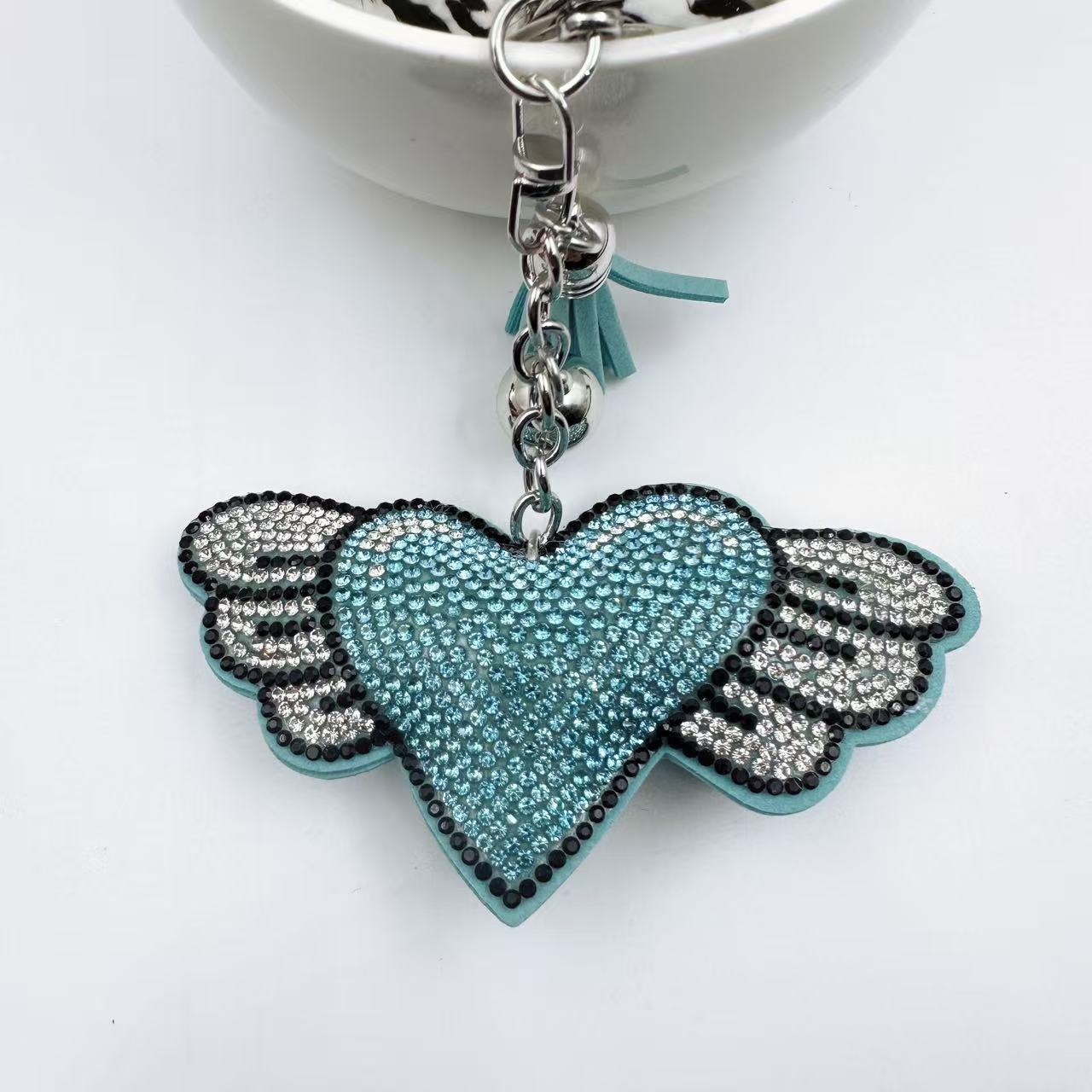 Wholesale 6pcs Creative Diamond-Encrusted Heart Keychain