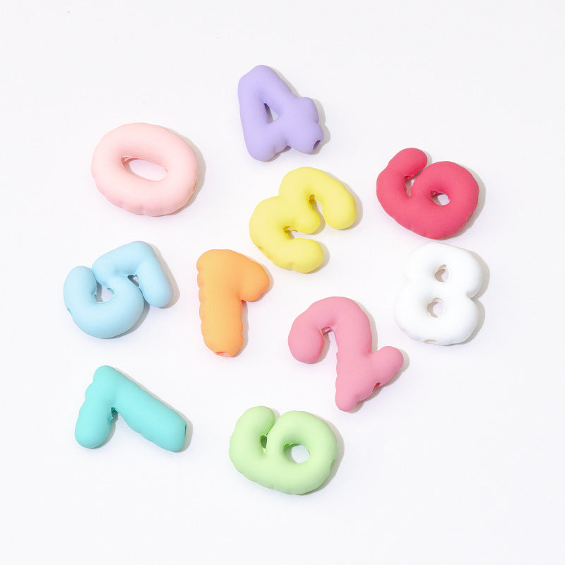 Wholesale DIY Digital Loose Beads Transparent Frosted Three-dimensional Through-hole Beads