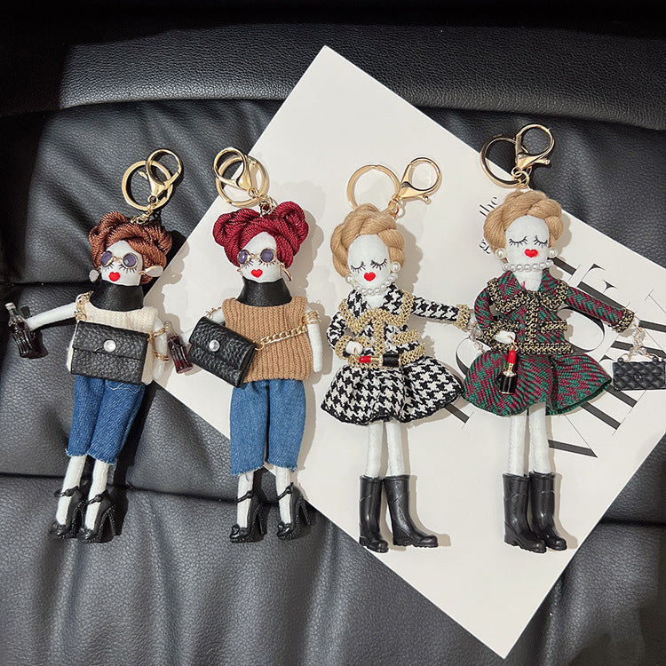 Wholesale Little Top Hat Set Girl Fabric Keychain