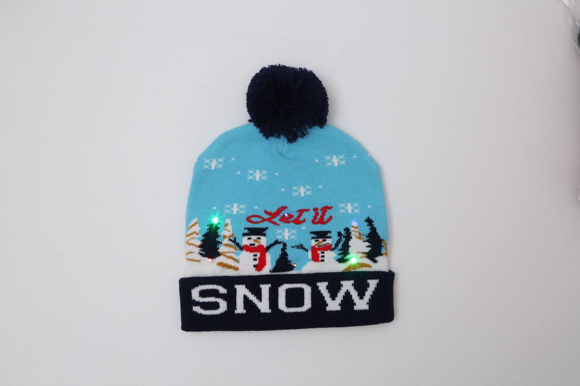 Wholesale Jacquard LED Christmas Knitted Beanie