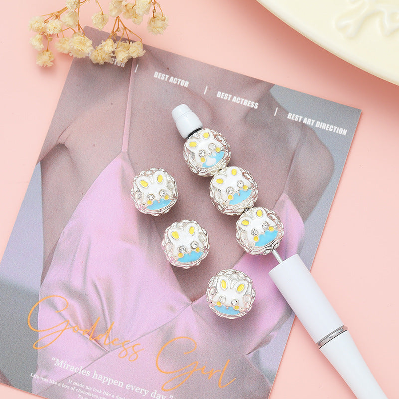 Wholesale Alloy DIY Oil Drop Cat Head Cute Style Straight Hole Beads