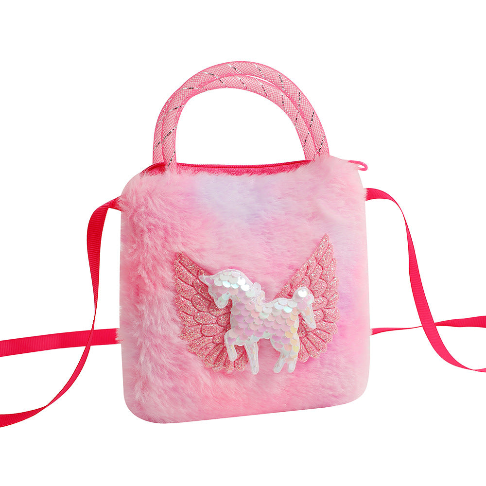 Wholesale Unicorn Cartoon Plush Small Crossbody Girls Portable Coin Purse